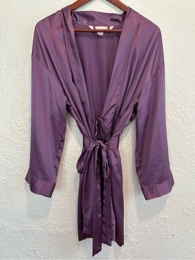Victoria's Secret Satin Tie-Waist Robe in Plum